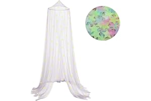 Embhlitfe Baldachim do łóżka dla dziewczynki, moskitiery, fluorescencyjna gwiazda baldachim do łóżeczka dla niemowląt, fantastyczny pomysł na prezent dla niemowląt, dzieci, chłopców, dziewcząt (biały)