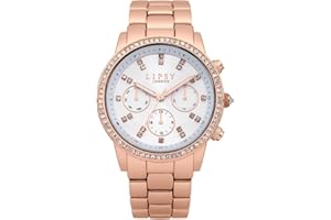 Lipsy London Womens Watch with Diamante, White Sunray Dial and Rose Gold Bracelet, 38mm Diameter Case in Branded Watch Box LP240-2 Year Warranty