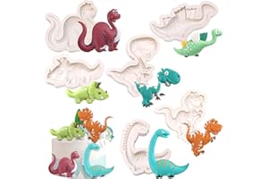 YWQQ 6 Pcs 3D Animals Epoxy Resin Mould, DIY Animal Crystal Silicone Moulds,Silicone Dinosaur Mould for Chocolate Cake Decorating, Handmade Candle, Resin Crafts