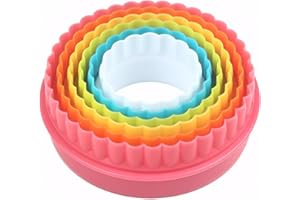 Dinghaole Emporte Pièces Rond, 6 pièces en plastique coloré pour couper les biscuits pour la pâtisserie Moule à biscuits