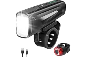 YABTF LED Fahrrad Lampe Set mit Frontlicht Rücklicht, Fahrradlicht Vorne mit 2 Modi: 60/35 LUX, Fahrradlicht Hinten mit 1 Modus: 4 LUX, USB-C Aufladbar Fahrradlampe Set mit IPX5 Wasserdicht