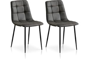 TUKAILAi Retro Dining Chairs Set of 2 Faux Suede Upholstered Seat Kitchen Chairs with Backrest & Metal Legs for Bedroom Living Room Office Reception