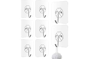 VOLLGUFEN 8pzs Ganci autoadesivi, Ganci da cucina, Ganci per cucina, Adesivi per muro, Appendi mestoli da cucina adesivo, Per cappotti sciarpe asciugamani borse chiavi in bagno cucina ufficio