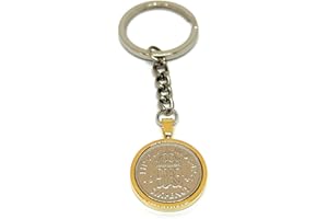 OCC OLD COIN CUFFLINKS 1947 77th Birthday Keyring-British Sixpence Keyring- Mum, Dad, Brother, Sister- 77th Birthday-Coin Keyring, Sixpence Coin, 73rd Anniversary Gold