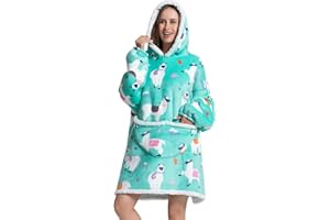 Msrlassn Felpe con Cappuccio Donna e Uomo Giganti Oversize Pullover Indossabile Coperta Blanket Hoodie Confortevole Felpa Coperta Felpone con Tasca (Alpaca)
