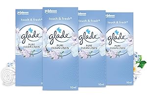 ‎GLADE Glade Touch & Fresh (Brise One Touch) Nachfüller, Lufterfrischer Minispray, Lang Anhaltender Geruchsentferner, Duftspray für Zuhause, Pure Clean Linen, 4er Pack (4x10 ml)