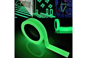 QITINDASEN FULARR 5M X 2CM Premium Lumineux Phosphorescent Ruban Autocollant, Fluorescente Autocollant, Auto-Adhésif Lumineux Sécurité Ruban, Amovible Imperméable –– Lumière Verte