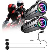F10Pro Motorcycle Helmet Intercom for 2 People, Bluetooth 5.3 Motorcycle Helmet Communicator, Universal Pairing, 1000 m Range