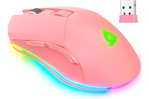 KLIM Blaze - Mouse Gaming Wireless RGB Ricaricabile + Sensore ad Alta precisione con Batteria di Lunga Durata + Regolabile Fino a 6000 DPI + modalità Wireless e con Cavo + novità + (Pink)