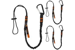 Tool Tether - Tool Lanyard with Spring Locking Aluminum Carabiner & Adjustable Loop End, 153 cm Working Length, Max Load 9KG - Tool Safety for Scaffolding & Working at Height - 3 Pack