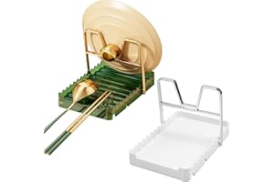 Zfseyuh 2 Piezas Reposa Cucharas Cocina,Plegable Soporte Cucharas Cocina,Multifunción Soporte para Tapa de Olla Utensilios de Cocina