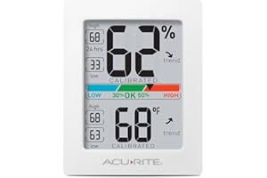 AcuRite Digital Hygrometer with Indoor Monitor and Comfort Scale (01083M) Room Thermometer Gauge with Temperature Humidity, 3 x 2.5 Inches, White