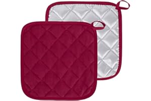 FANMURAN Presine da Cucina in Cotone Accessori per Cucina Pentole Forno Resistente al Calore Lavabile Grande Set di 2pz (Rosso scuro)