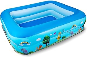 DIELOVEHUA Aufblasbares Planschbecken, 115 x 83 x 33 cm Planschbecken Kinderpool, Planschbeckens für Kinder, Aufblasbarer Kinderpool, Schwimmbecken, für Outdoor Garten