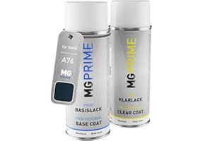 MG PRIME Vernice per auto Kit di bombolette a spruzzo per BMW A76 Tiefseeblau Metallic/Deep Sea Blue Metallic Bomboletta spray da 400ml di vernice di base vernice trasparente