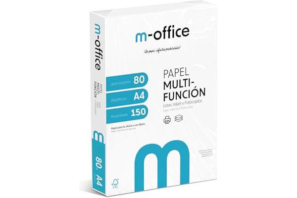 Pack Folios A4 80gr, paquet de 150 feuilles, papier multifonction pour imprimante jet d'encre et laser, feuilles A4 210 x 297 mm idéal pour le bureau et la maison · m-office (150 feuilles)