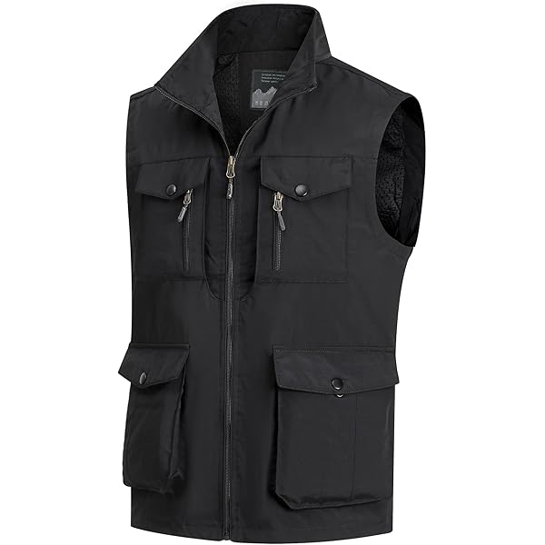MeiLayM Heren Outdoor Vissen Vest Multi Pocket Utility Gilet Casual Ademend Fotografie Vest Sneldrogend Mouwloze Jassen Tops Camping Jacht Vest, Oranje, 3XL