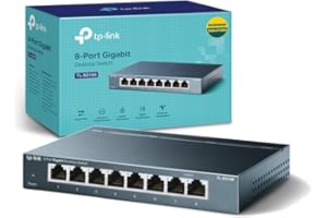 TP-Link TL-SG108 V3.0, Network Desktop Switch (10/100/1000 Mbps, Steel Housing, IEEE 802.3X, Auto-MDI/MDIX, Plug and Play, Energy Saving, RJ45 Ports), 8 Gigabit Ports, Black