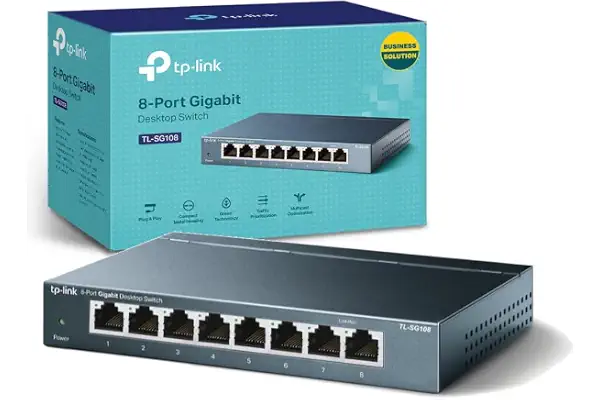 TP-Link TL-SG108 - Switch Gigabit de 8 Puertos, Plug & Play, Carcasa Acero | No Necesita Configuración. Diseño sin Ventilador, Silencioso. Carcasa Metálica. 8 Puertos Gigabit. IGMP Snooping.