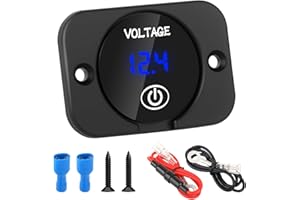 RTDHO Battery Voltage Gauge DC 12V 24V Volt Meter Digital LED Voltmeter Waterproof Voltmeter with Battery Monitor, Touch Display for Cars, Boats, Motorcycles, Trucks, Marine RV