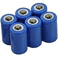 BTBAI 6X 14250 LS14250 CR14250 1/2 AA Battery top Button Rechargeable 3.7V Li-ion for LED Flashlight Torch Headlamp Instrument and Equipment Tools 280mah