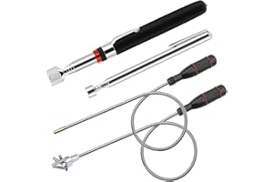 NEUSID 4 Stück Teleskop Magnetstab, Magnet Teleskopstab 60cm Flexibler Magnetheber Magnetstabgreifer Teleskopmagnet Stabmagnet für Aufnehmen von Kleine Teilen Metallgegenstände (3LB 5LB 15LB)