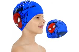 FXFOOT Cuffia da Nuoto per Bambini, Cuffia da Nuoto in Silicone, Unisex Cuffia Piscina Bambini, Cuffia da Nuoto per Capelli Lunghi Elastica e Comoda, Cuffia da Bagno Impermeabile per Ragazzi e Ragazze