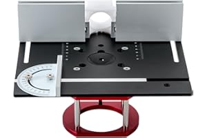 DEEDUUD Router Lift, Set mit 3 Frästisch-Einlegeplatten Hubhöhe von bis zu 51mm, Oberfräsentisch für Fräsmaschinen und Schlitzmaschinen Durchmesser von 63,8-65 mm (Schwarz)