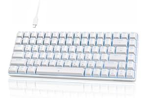 TMKB TECHNOLOGY MECHANICAL KEYBOARD TMKB T84SE Tastiera Meccanica, Layout QWERTY US, Tastiera Gaming a 84 Tasti con LED Blu, N-Key Rollover Red Switch per PC Windows/Mac OS, Bianco