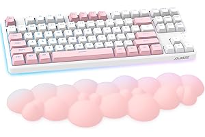AJAZZ Wolkenweiche, ergonomische Handballenauflage für 100 Tasten, 87 Tasten, 68 Tasten, Tastatur, PU-Material, rutschfeste Gummibasis, Memory-Schaumstoff, wolkenförmige 15,2 * 4,4 * 1,2 Zoll
