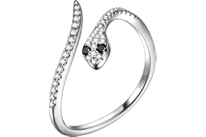 Aurora Tears - Anello a serpente in argento Sterling 925 regolabile Mystic con topazio arcobaleno, anello aperto per uomo e donna