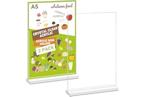 Yarotm Soporte para Letreros de Acrílico - 2 Unidades Soporte de Sobremesa A5 - Porta Menus Restaurante - Expositor Metacrilato Transparente - Arylic Sign Holder - Metacrilato A5