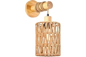 Agwuoetr Lampe Murale Décorative en Corde de Rotin de Style Campagnard avec Abat-Jour Cylindrique pour Chambre à Coucher de Ferme, B