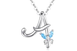 EUDORA HARMONY BALL EUDORA Naszyjnik z inicjałem, srebro wysokiej próby 925, 26 liter alfabetu, spersonalizowany wisiorek, prezent dla kobiet, dziewcząt, prezent na Dzień Matki, łańcuszek 46 cm, Srebro, Cyrkonia