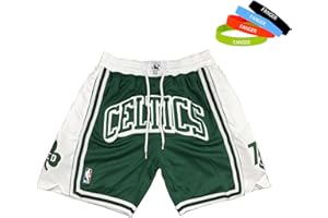 FANGER Pantaloncini da Basket Celtics Sport per Il Tempo Libero all'aperto Asciugatura Rapida Running Training Shorts con Zip Pocket Ricamo Mesh Retro Sports Shorts