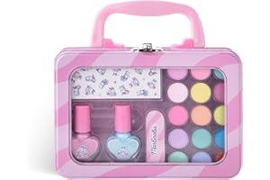 MARTINELIA Yummy Bag Beauty Set: Bunter Schminkkoffer für Kinder - 15 Lidschatten, 2 Nagellacke, Nagelsticker, Nagelfeile Mädchen