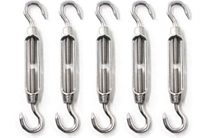 FLOMORE TurnBuckle 304 - Gancho de acero inoxidable con hebilla y gancho, M6, 5