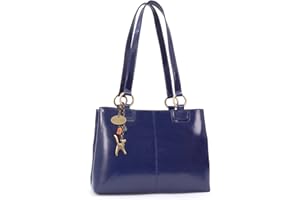 Catwalk Collection Handbags - Damska Torebka na Ramię z Patentowej Skóry - Średnia Torba Typu Tote z Wieloma Kieszeniami - Bellstone