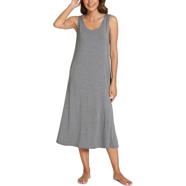 GYS Bamboo Nightgowns For Women Sleeveless Soft Chemise Sleepwear Summer Cute Sleep Dress Loose Nighties Casual Nightshirt, B-navy, Small : Buy Online At Best Price In KSA - Souq Is Now