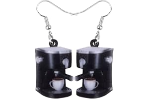 DUOWEI Pendientes de gota de acrílico con diseño de máquina de café, modernos colgantes para mujeres, adolescentes, niñas, regalos de moda