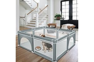 LANTUS Parque para cachorros con puerta, parque para cachorros o perros pequeños, valla sólida de tela gruesa y malla de nailon de alta resistencia, lavable a máquina, interior y exterior, 180 x 150 x 66 cm