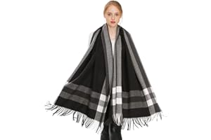 Longwu Donna Morbida sciarpa in lana di cashmere Grande scalda Pashminas e avvolgente coperta con stola calda