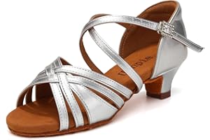 Uonpie Chaussures de Danse Fille Latine Salsa Tango Professionnel Pratique Chaussure de Danse 4cm Talon