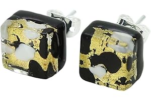 GlassOfVenice Donne Orecchini Stud Quadrati - Oro Nero Nero/Oro