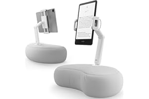 SAIJI Tablet Kindle Stand Pillow, Compatible with 4.7”-15.6” Kindles, Phones, Tablets, iPad, Portable Monitors, 360° Adjustable Tablet Holder for Bed with Flexible Dual Axis Arm (Gray)