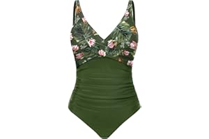 Tuopuda Maillot de Bain Femme 1 Pieces Gainant Ventre Plat Maillots Une Pièce Col V Swimwear Push Up Swimsuit Devant Croisé Sexy Spaghetti Réglables pour Plage Natation