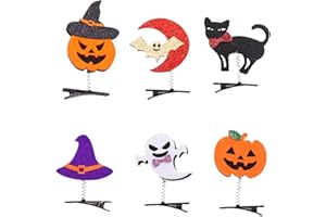 PEJLND Halloween Haarklammern - 6 Stück Halloween Deko Haarclips Kürbis Ghost Katze Hut Fledermaus HalloweenKopfschmuck HalloweenAccessoires für Mädchen Damen Kinder HalloweenKostüm Kopfbedeckung
