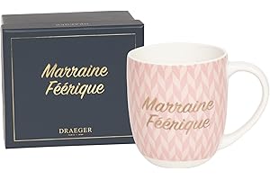 DRAEGER PARIS | Mug rose en céramique "Marraine Féérique" | Idée Cadeau Famille, Demande Marraine, Annonce Naissance, Grossesse| Mug humour Coffret Cadeau