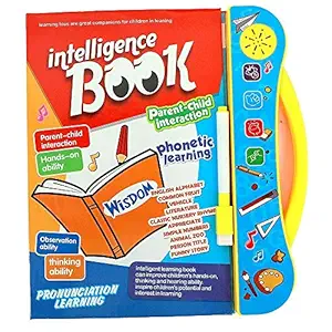 PLUSPOINT Intelligence book Sound Book for Children, English Letters & Words Learning Book, Fun Educational Toys. Activities With Numbers, Shapes, Animals phonetic learning book for Toddlers. (I-book)