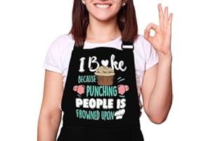 LINEN CLOSET® Baking Aprons for Women Baker Aprons for Men Funny Baking Gifts for Bakers Wife Husband Mother Daughter Adjustable Kitchen Aprons with Pockets